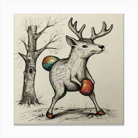 Deer With Balls 4 Canvas Print