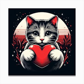 Valentine'S Day Cat Canvas Print