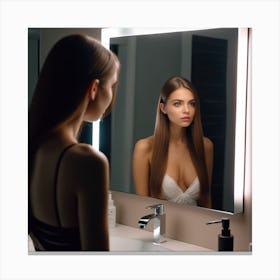 Beautiful Woman In The Mirror Canvas Print