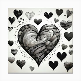 Black And White Heart Canvas Print