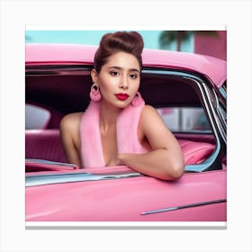 Asian actress Himanee Bhatia In Vintage Car Canvas Print