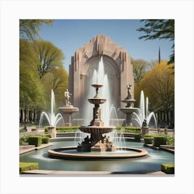 Fountain In The Park 6 Canvas Print