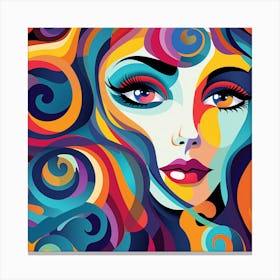 Colorful Face Of A Woman 1 Canvas Print