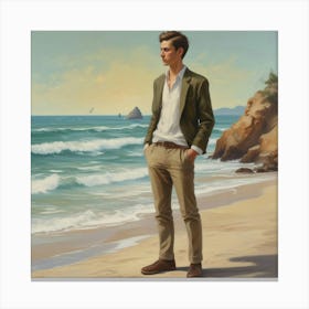 Man On The Beach Canvas Print