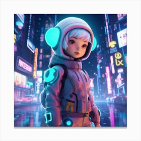 Girl In A Futuristic City Canvas Print