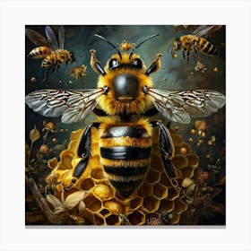 Surreal Portrait Of A Bee Human Hybrid Embodying A Regal Poise Crown Adorned With Bee Motifs Resti Canvas Print