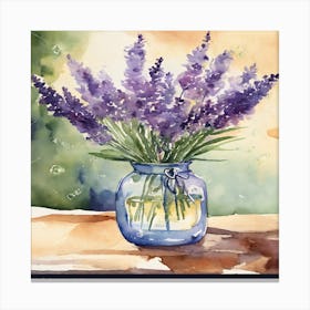 Watercolor Of Lavender Canvas Print