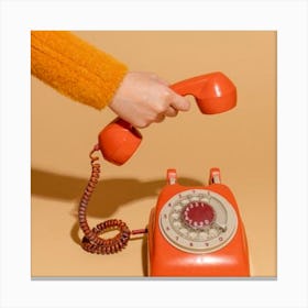 Woman Holding A Telephone Canvas Print