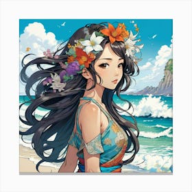 Flower Girl At The Beach 2 1 Canvas Print