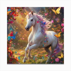 Unicorn With Butterflies Canvas Print