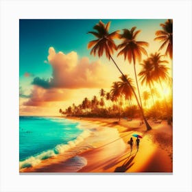 Sunset On The Beach Canvas Print