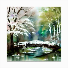 Bridge Over The Pond Landscape Canvas Print