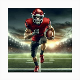 American Football Player Running 3 Canvas Print