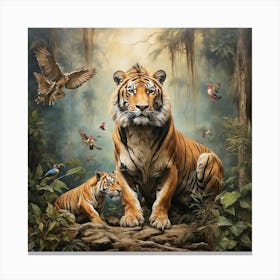 Tiger And Cubs Canvas Print