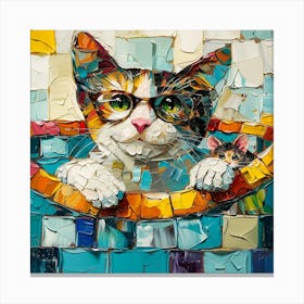 Cat In Glasses Canvas Print