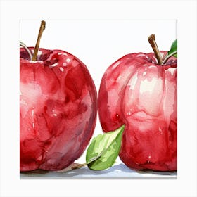 Red Apples Watercolor Painting Canvas Print