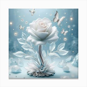 White Rose With Butterflies 6 Leinwandbild