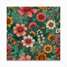 Floral Seamless Pattern 1 Canvas Print