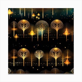 Golden Trees In The Night 2 Canvas Print