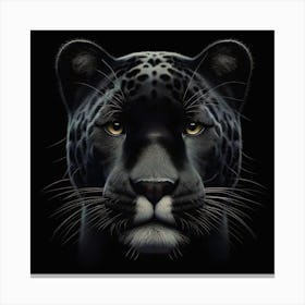 Black Jaguar portrait on black background Canvas Print