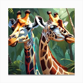 Giraffes In The Jungle 4 Canvas Print
