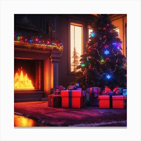 Christmas In The Living Room 32 Canvas Print