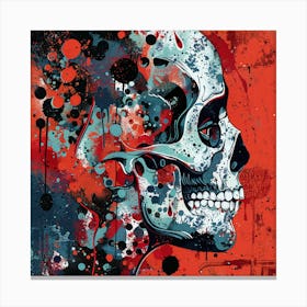 Skull With Splatters Canvas Print