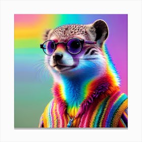 Rainbow Meerkat psychedelic Canvas Print