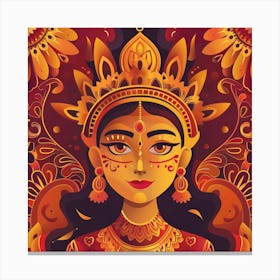 Durga Puja Themed Banner Texture With Goddess Du 17 Canvas Print