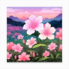 Pink Lilies In The Mountains Canvas Print