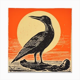 Retro Bird Lithograph Cormorant 2 Canvas Print