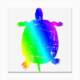 Retro Rainbow Turtle Silhouette Canvas Print