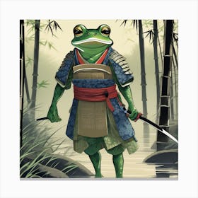 Frog Samurai Adorned In Traditional 3 Canvas Print