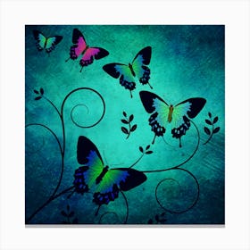 Butterflies On A Blue Background 1 Canvas Print