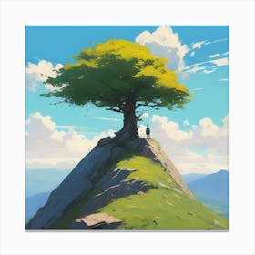 Tree On Top Of A Mountain 2 Canvas Print