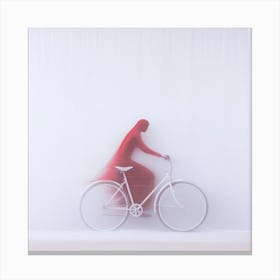 Woman Riding A Bicycle Canvas Print