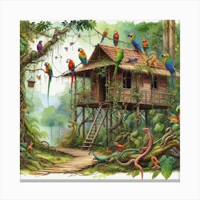 The house in the jungle 1 Canvas Print