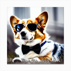 Corgi In Sunglasses 60 Canvas Print