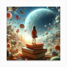 Girl In A Book Canvas Print