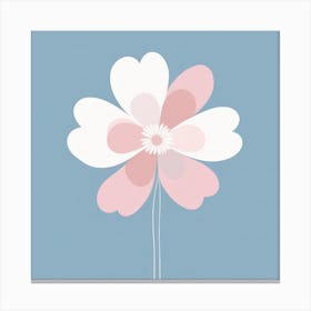 A White And Pink Flower In Minimalist Style Square Composition 3 Canvas Print