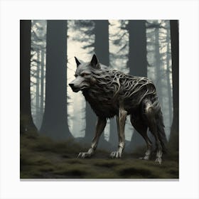 Wolf In The Woods 57 Canvas Print