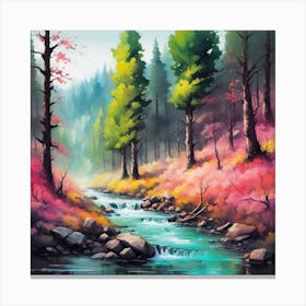 Stream In The Forest Canvas Print