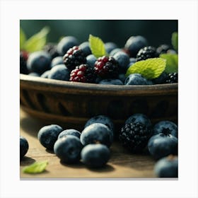 Blackberries In A Bowl Canvas Print