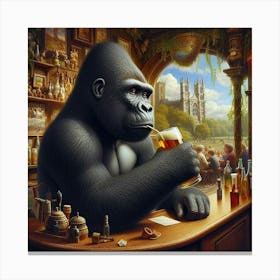 Gorilla At The Bar 1 Canvas Print