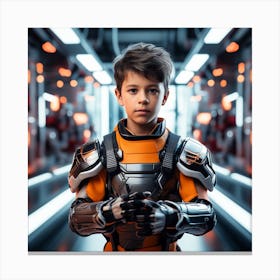 Futuristic Boy In Space Suit Canvas Print