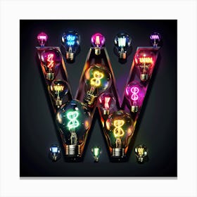 Letter W made of LIght Bulb Canvas Print