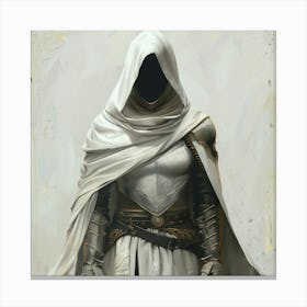 Black Knight, Medieval, White Cape, White Hood, Female, No Background, Hyper Realistic, 4k Stampe su tela