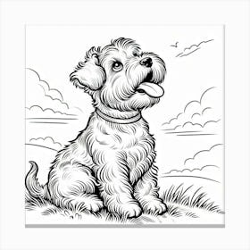 Line Art terrier dog 2 Canvas Print