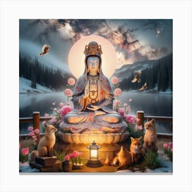 Guanyin in the Moonlight Canvas Print