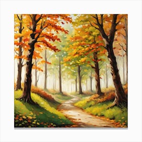 Forest In Autumn In Minimalist Style Square Composition 147 Canvas Print